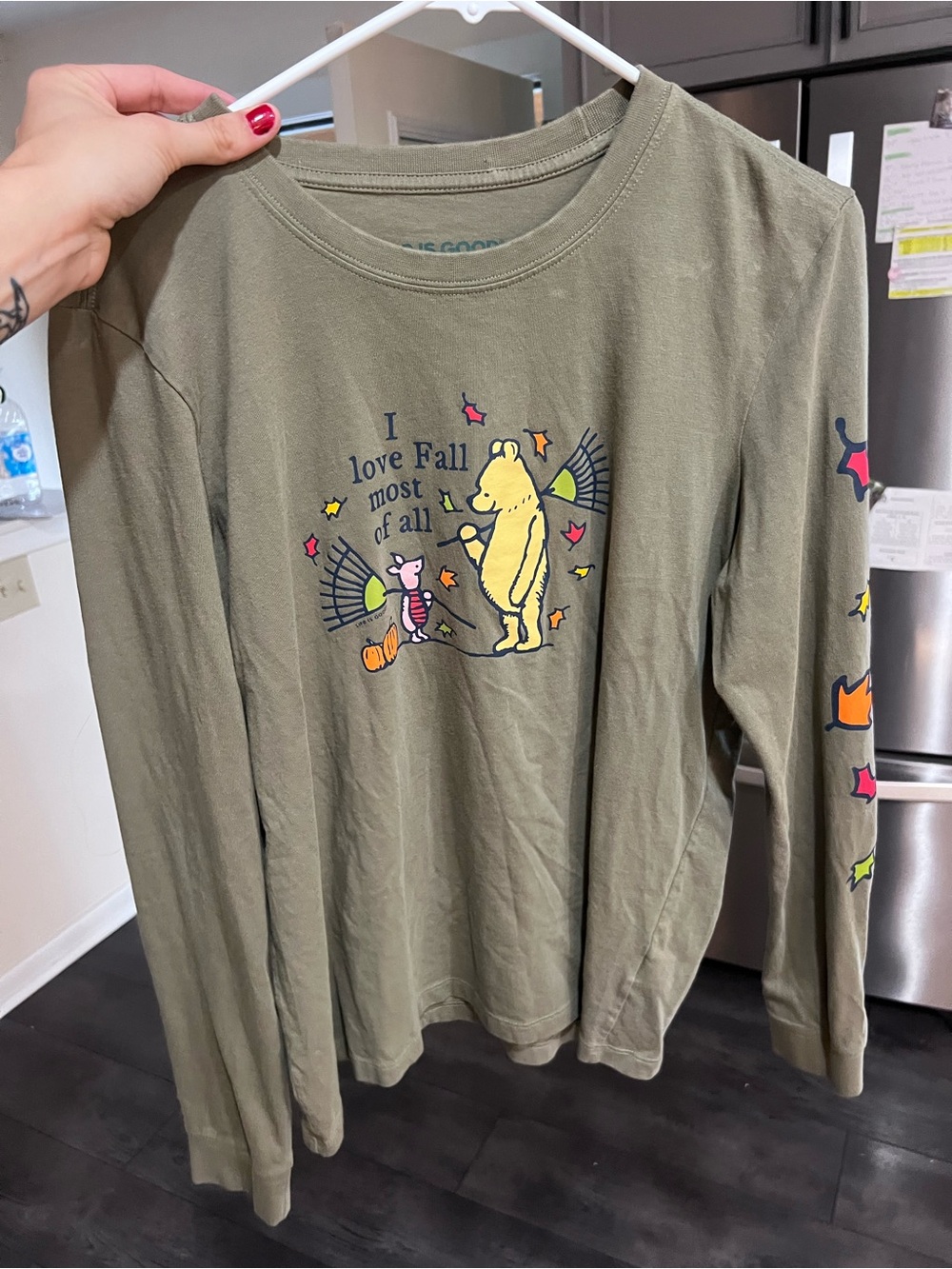 Life is Good Winnie the Pooh Fall Long Sleeve T-Shirt Size L